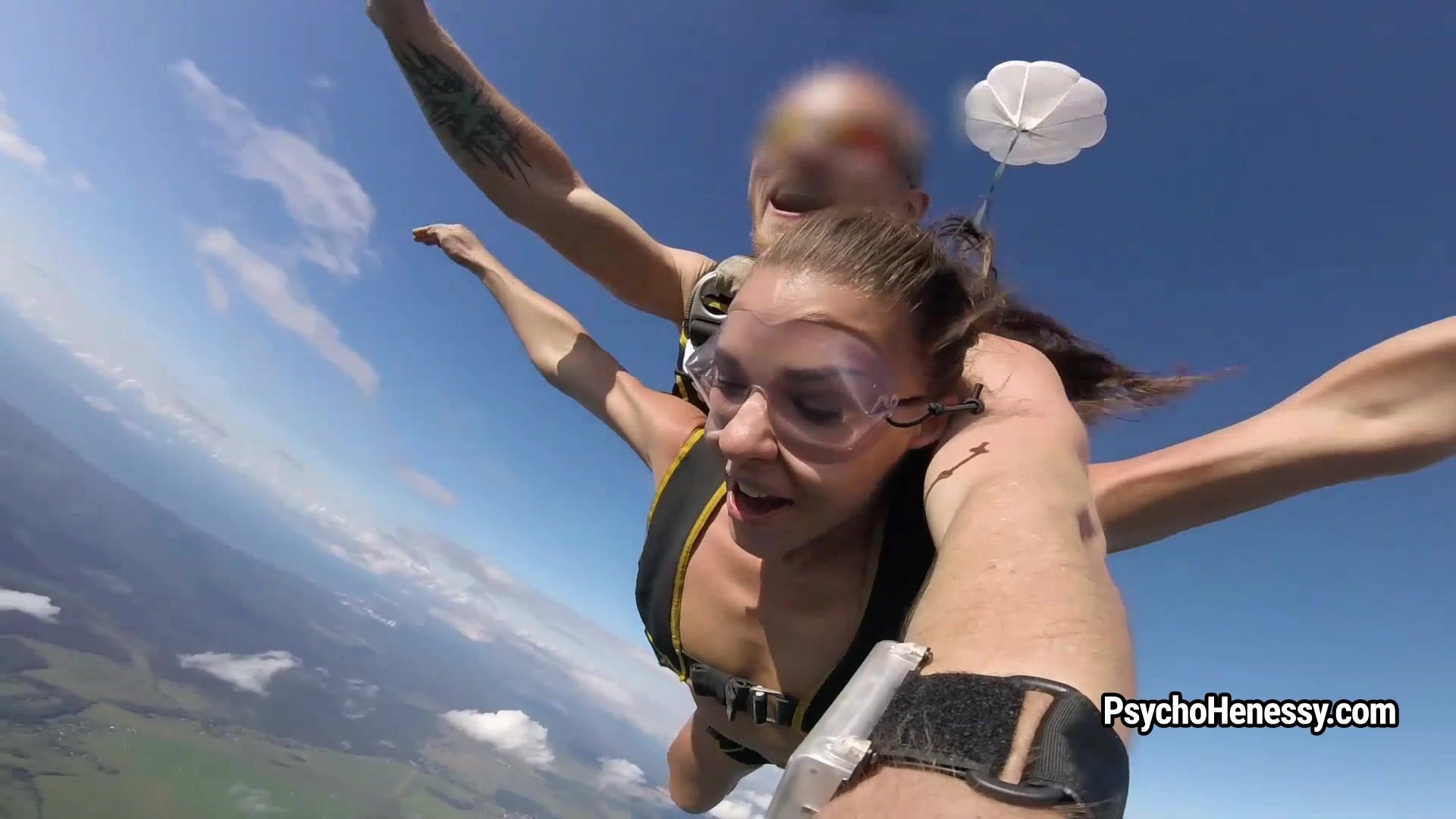 Naked parachute jump!
