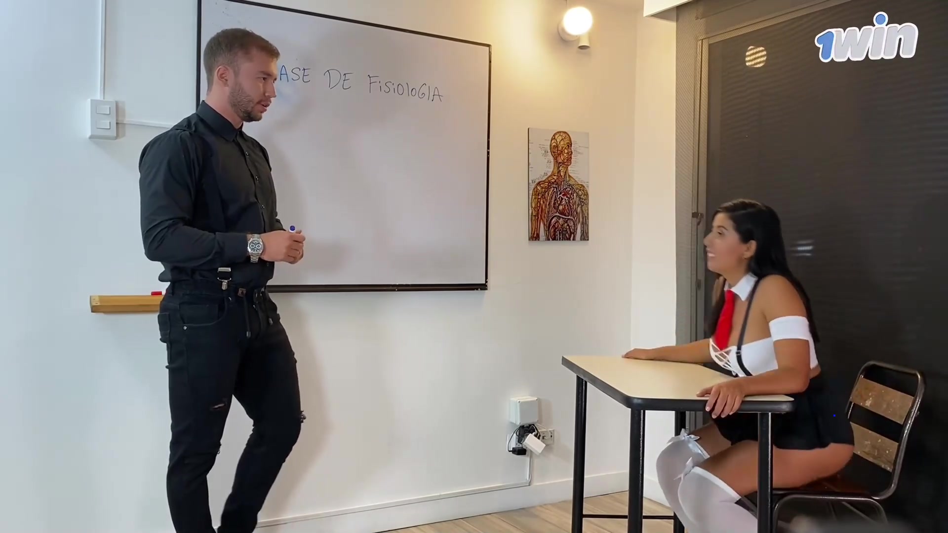 HORNY student Brian Evansx pulverizes shy teacher for passing subject - hottest
