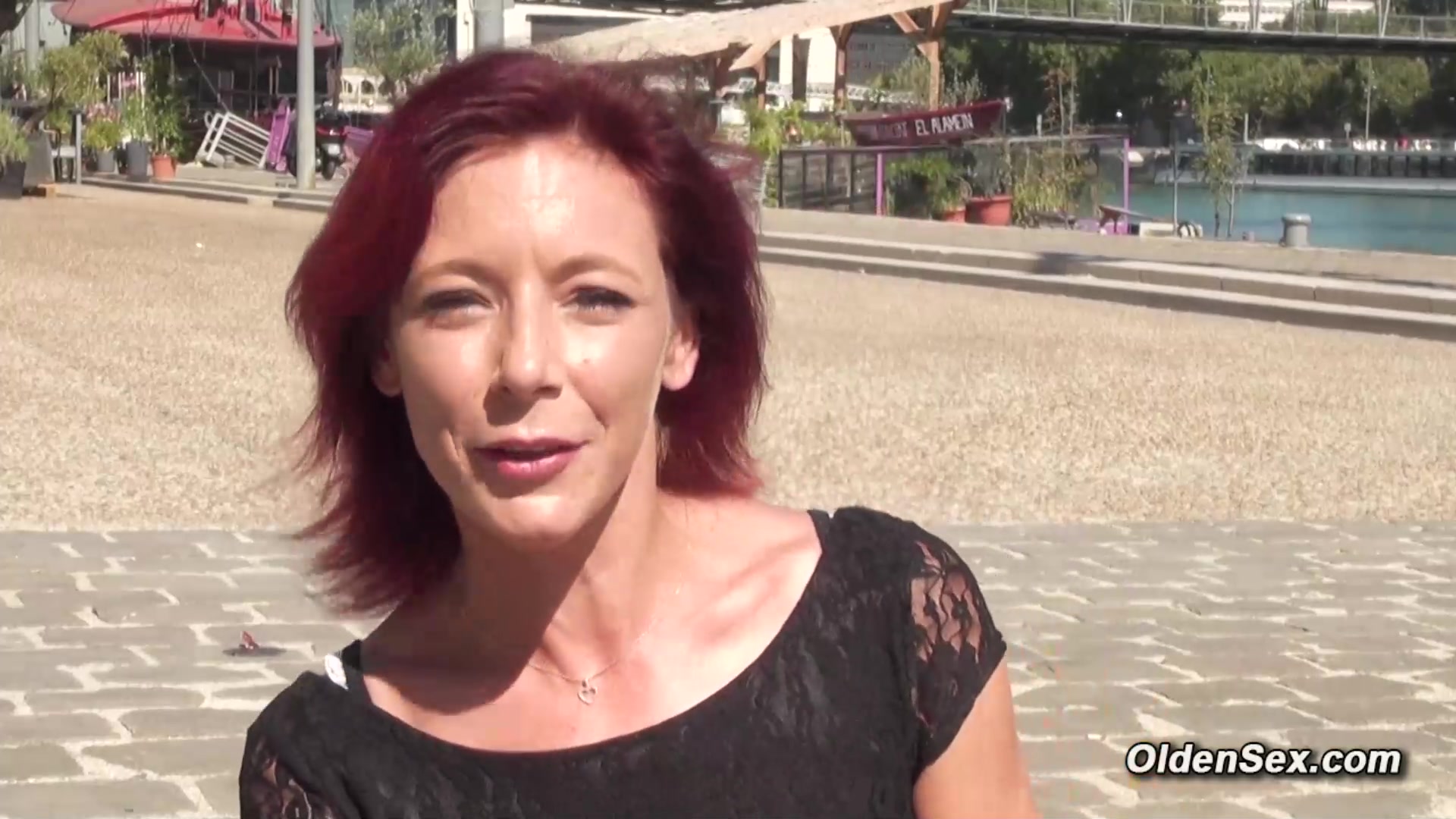 Stunning redhead amateur mature lady Morgane Dell fucked on a vacation