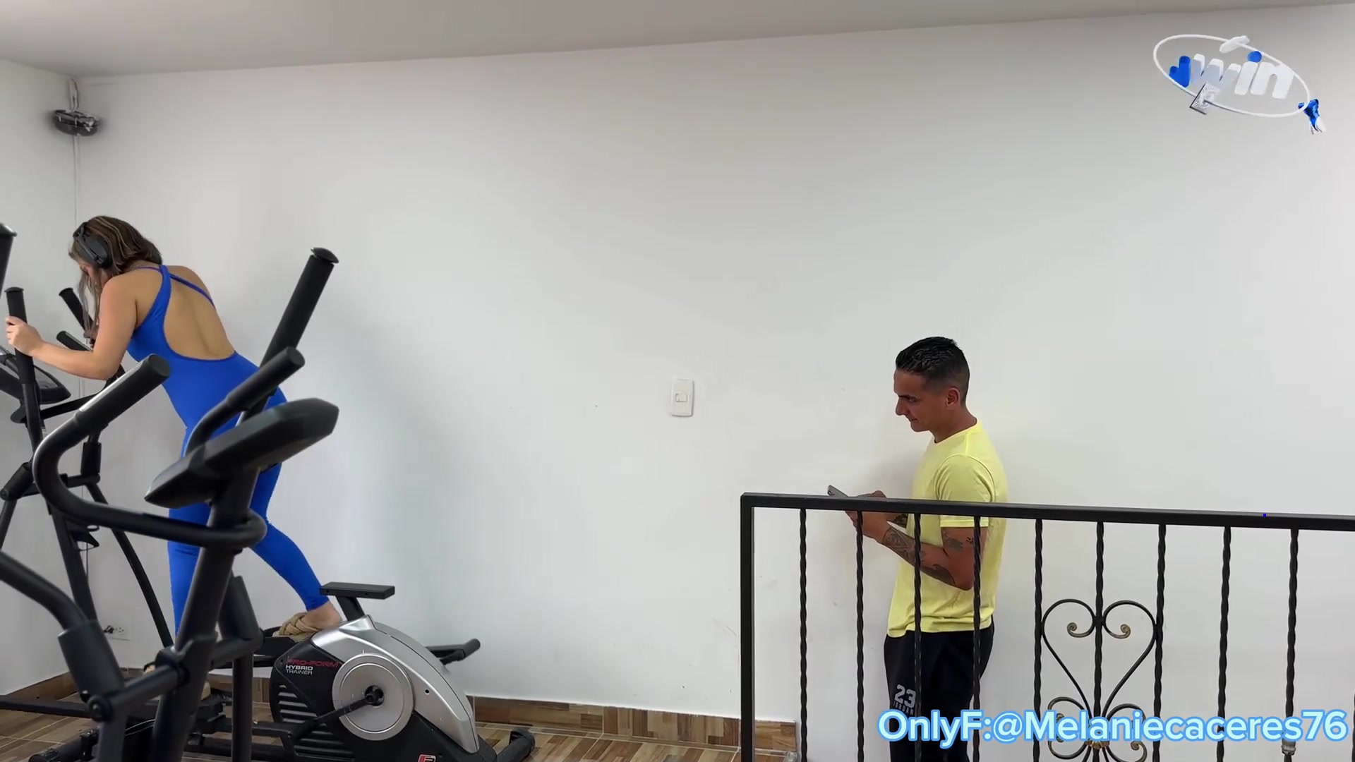 Dani Clark, Melanie Caceres pound me in the gym! Hard rough hump with inexperien