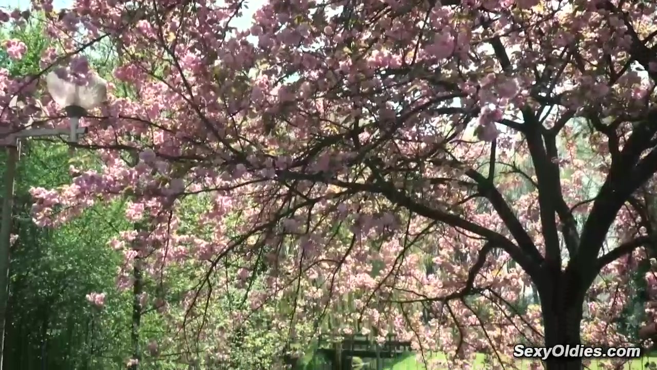 Teen neighbor Charlotte Johnson teasing old man Bruno for outdoor sex in his backyard