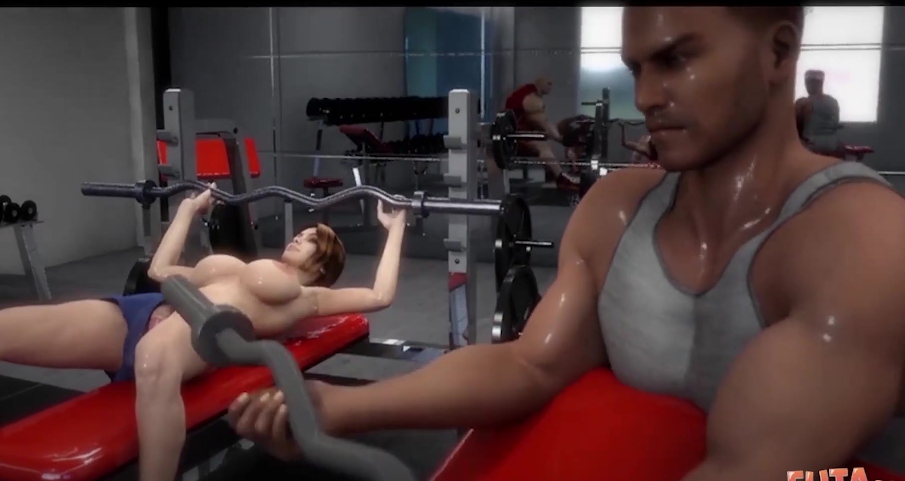 Futa3DX - Futa Babe Gets DP'D Hard At The Gym