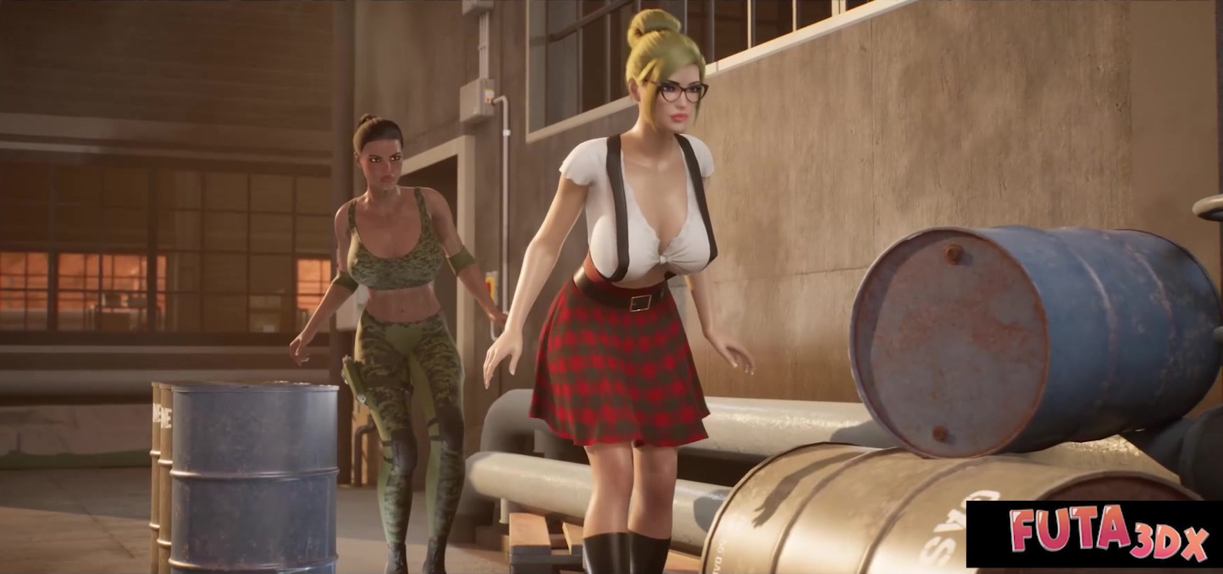 Futa3dX - Green Haired Babe Gets Fucked Hard By Punk Girl And Futa Babe