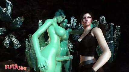 Futa3dX - LARA CROFT Stumbles Into Big Dicked Futa Cave Troll's Threesome