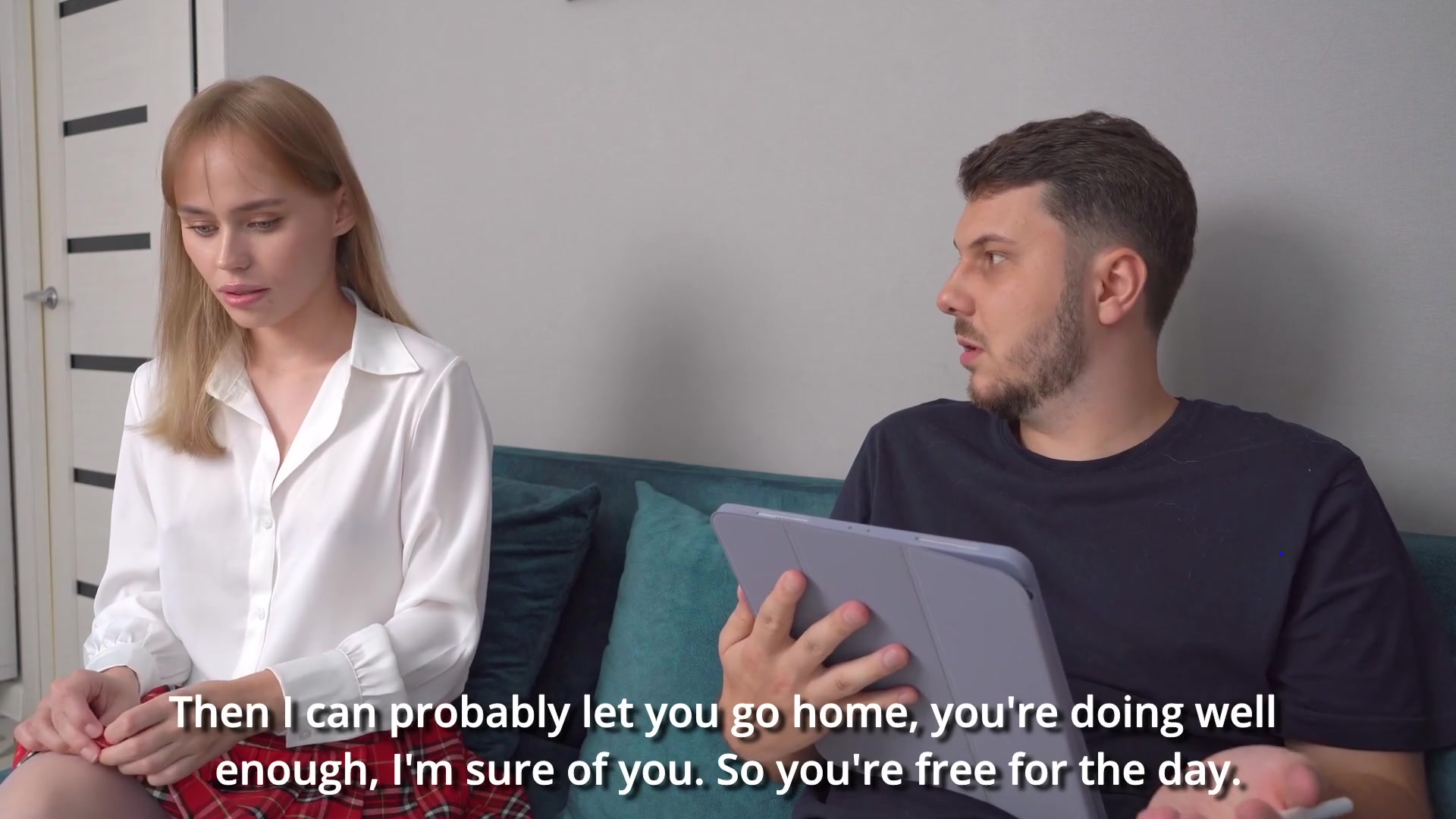 Slim schoolgirl MariMoore wants to learn suck from her teacher - jism in pussy.