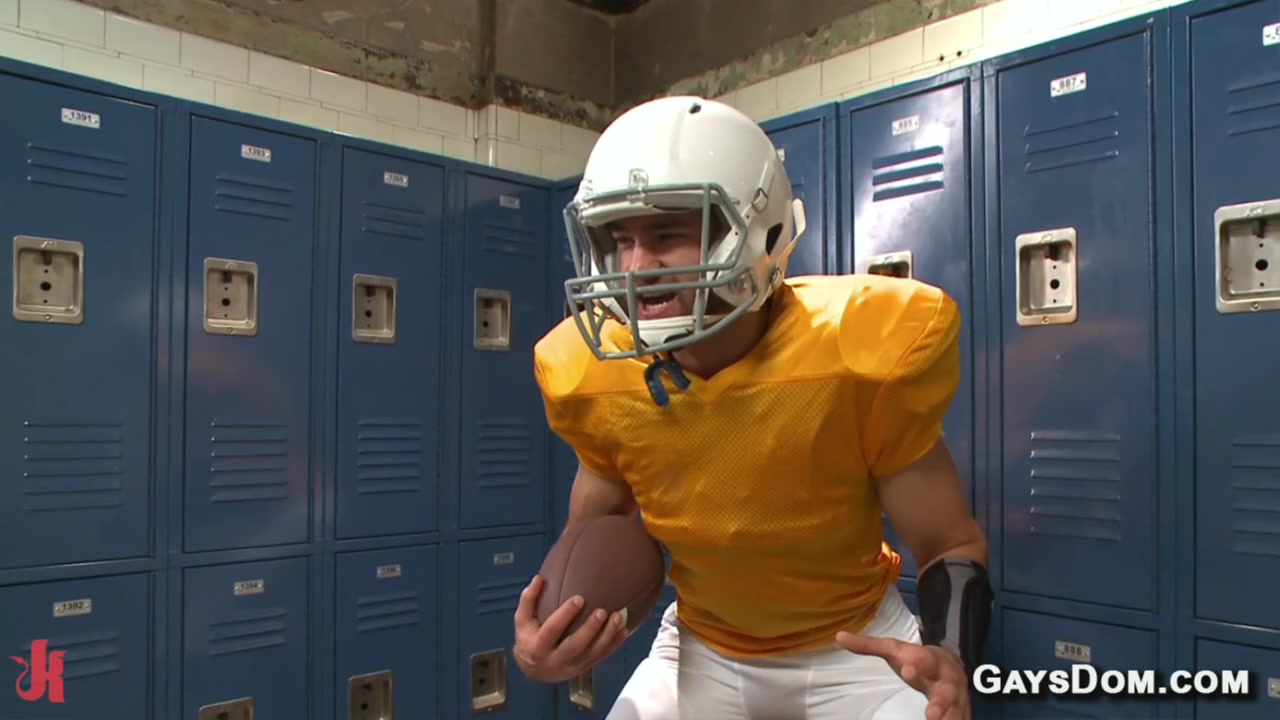 Angry football teammates wrestling then anal fucking in jcoks in the locker room