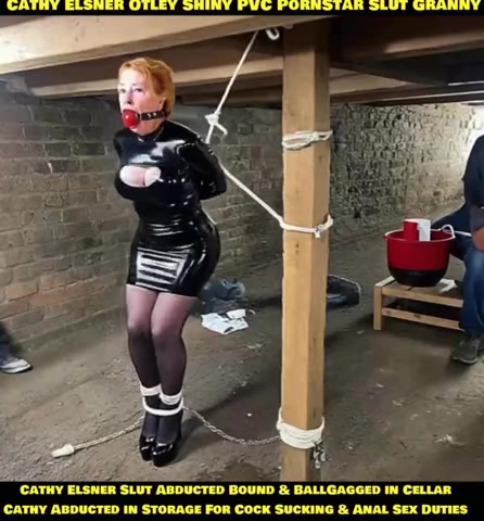 Shiny PVC Dress High Heels Slut Captured Cellar BallGagged Bondage