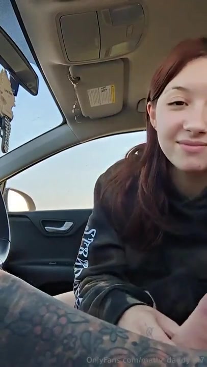 Brunette College Girl Giving Handjob While He’s Driving