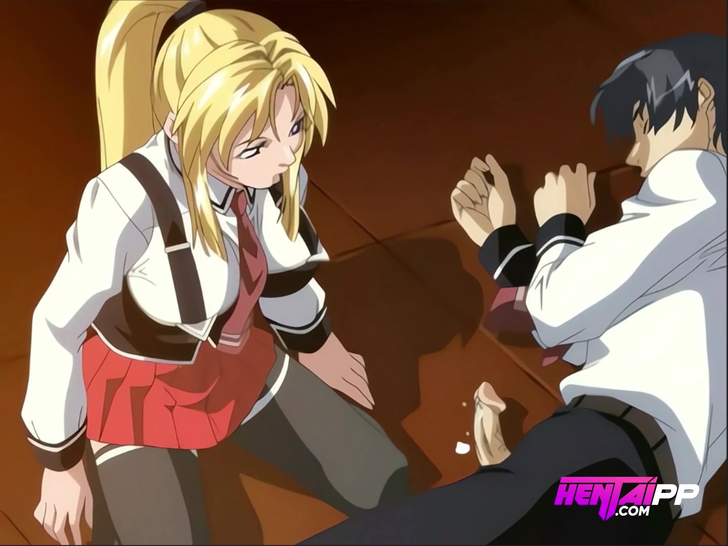Blonde Schoolgirl Gives Her Classmate A Blowjob