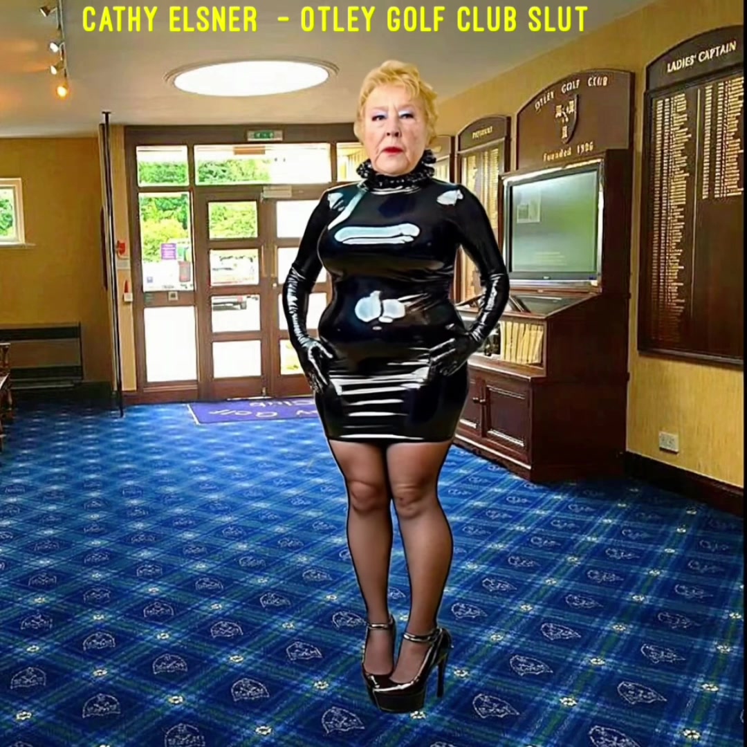 Cathy Golf Club Slut Shiny PVC High Heel Costume Shiny PVC Porn Public Exposure