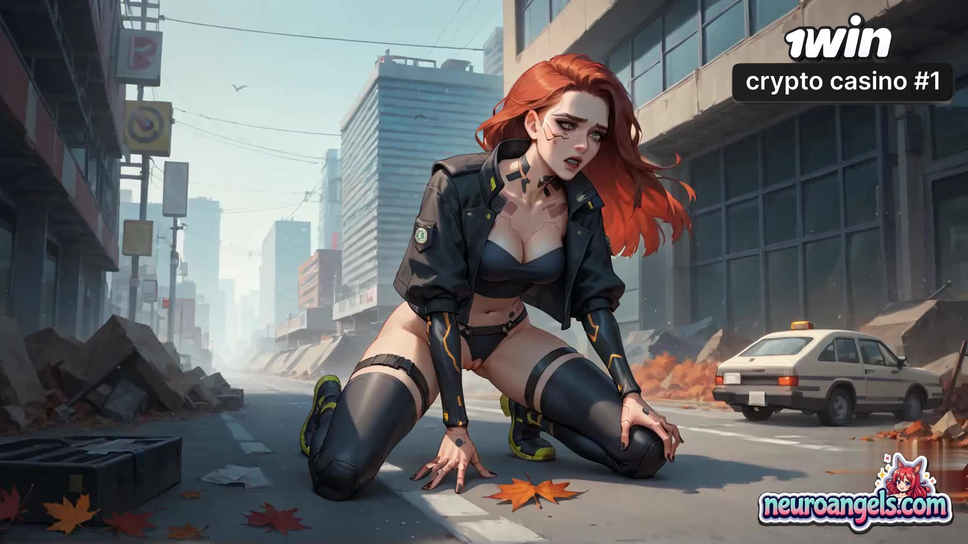 Sweat-Stained Streets: Redhead's Urban Orgasm
