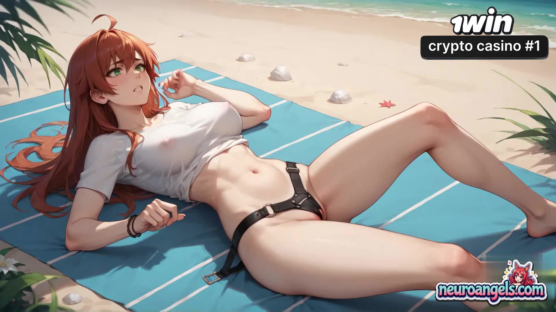Sun-kissed beach fuck-a-thon with muscular guys and a naughty blue-haired bitch.