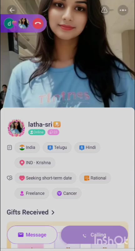 Latha sri chamet telugu girl show
