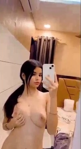 Milky White Punjabi Snowflake Gets Romantic Mirror Doggy & Boob Pressing