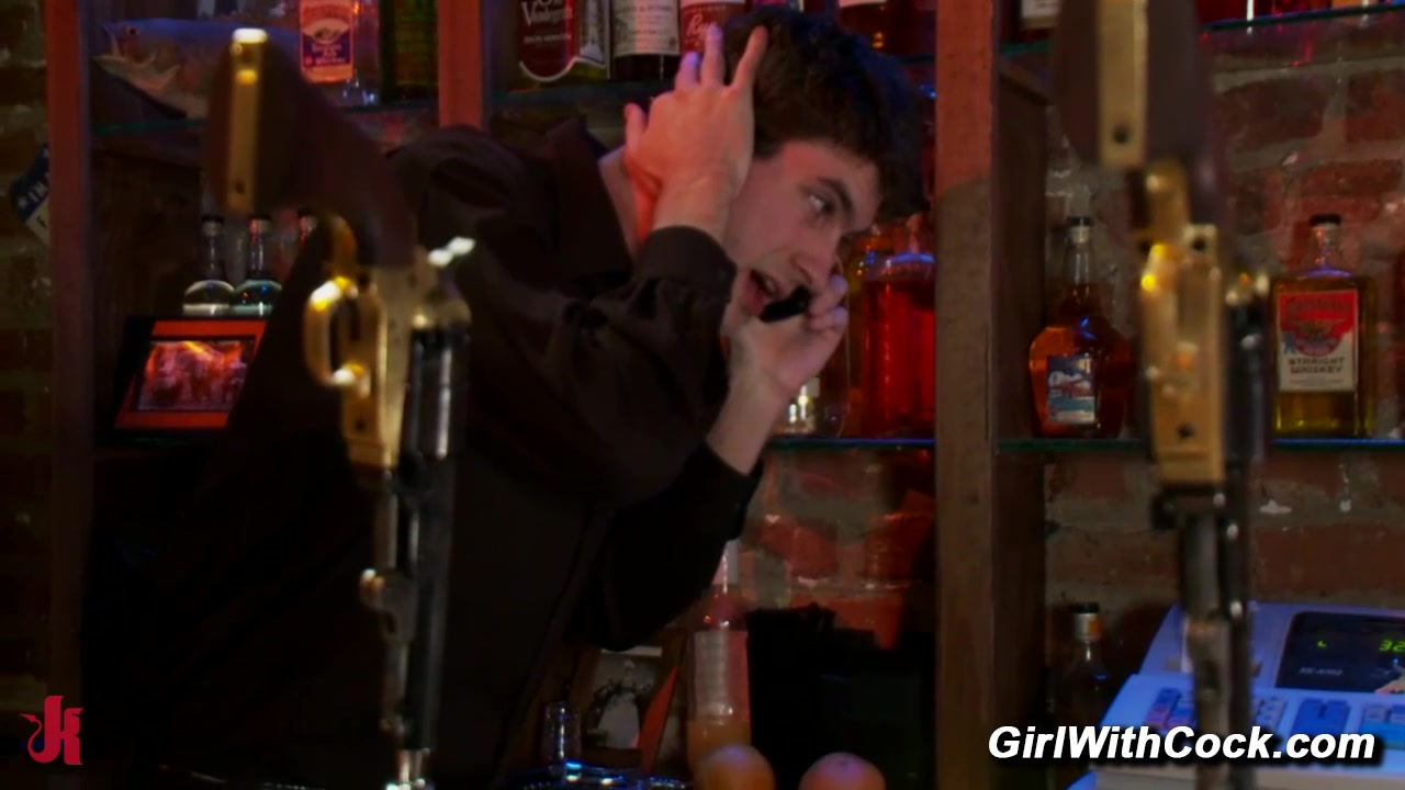 Morgan Bailey Tattooed Trans Fucks Chris Ockham Anal Blowjob On Bar Bench