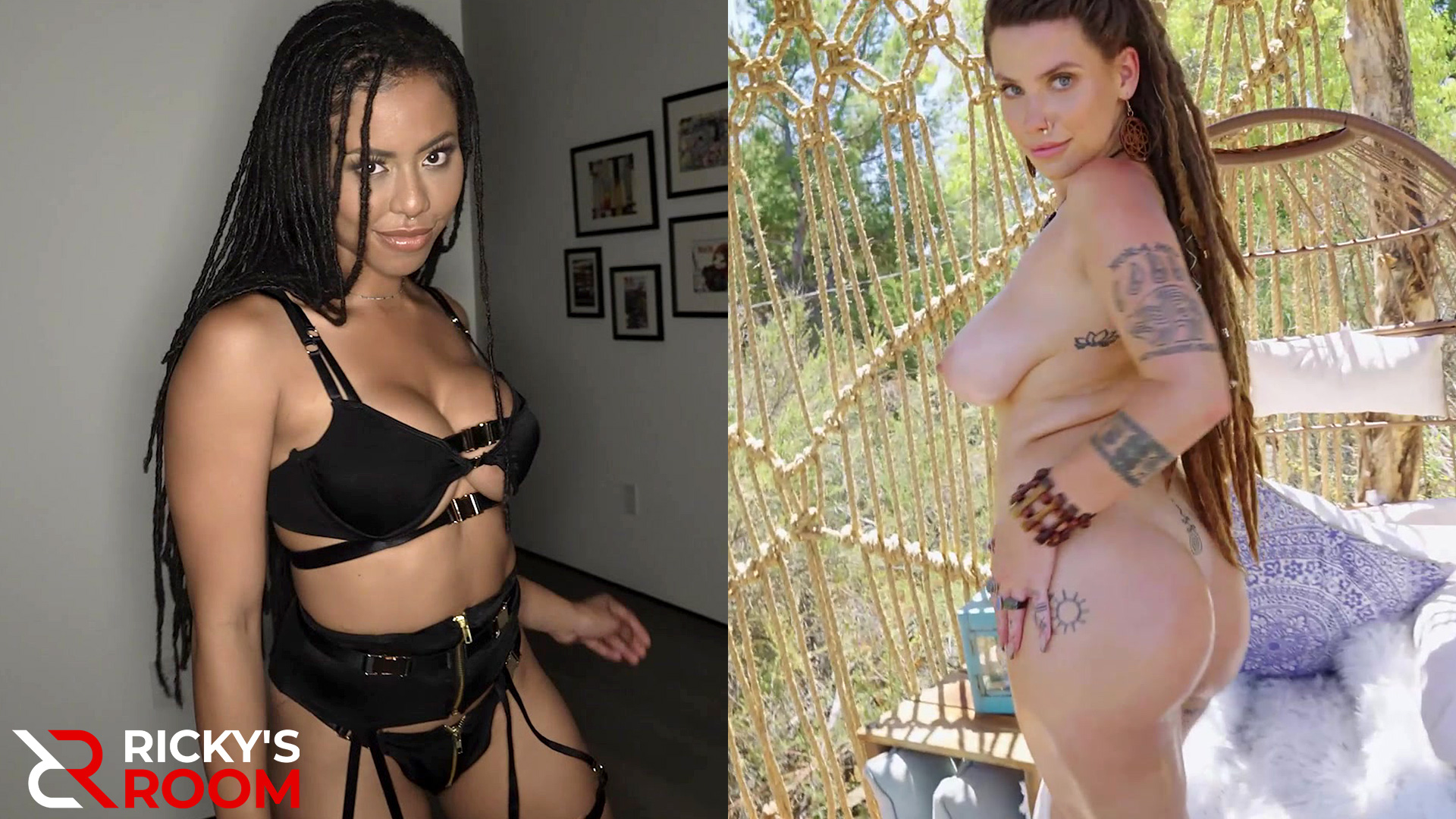 RICKYSROOM - Kira Noir and Indica Flower Double Showcase