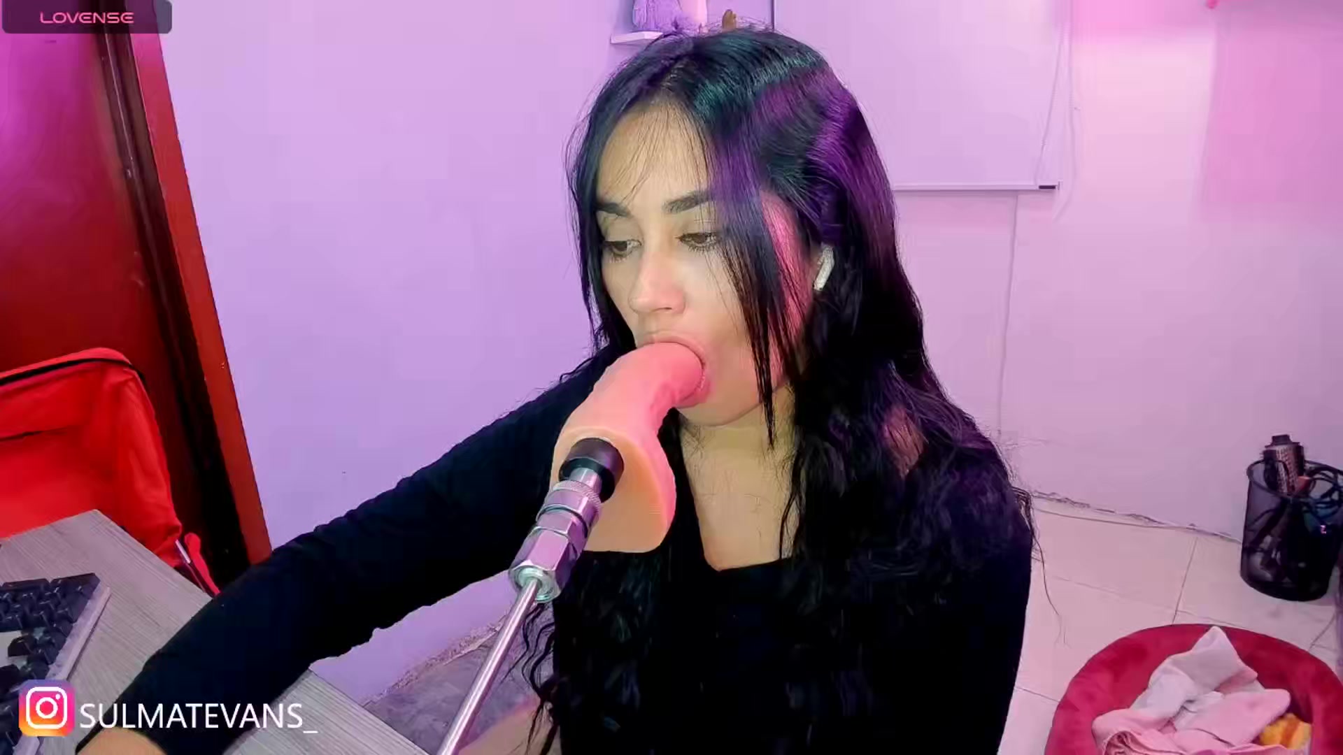 Sexy Asian Girl Passionately Licks and Kisses ASMR Microphone in Pink Room