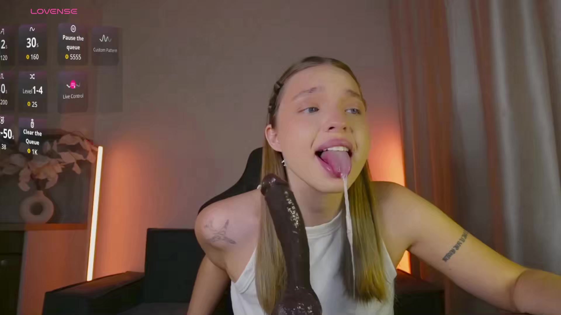 Brunette Teen Deepthroats Massive Black Dildo Live on Stream