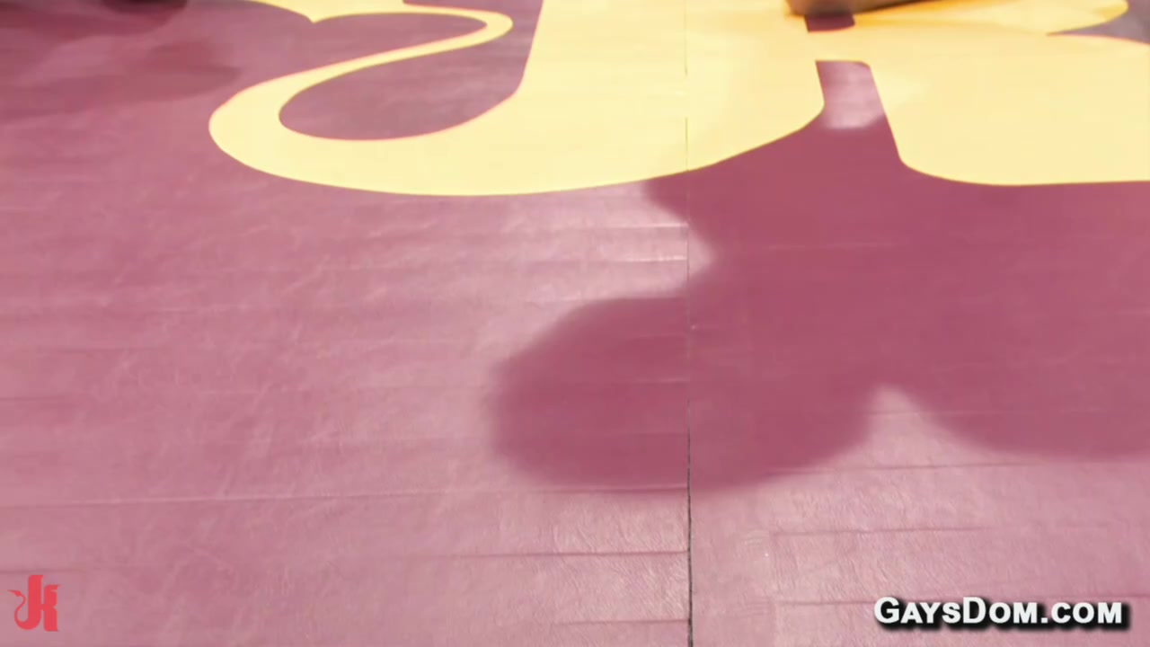 Naked wrestling with face fucking and anal pounding in the gym