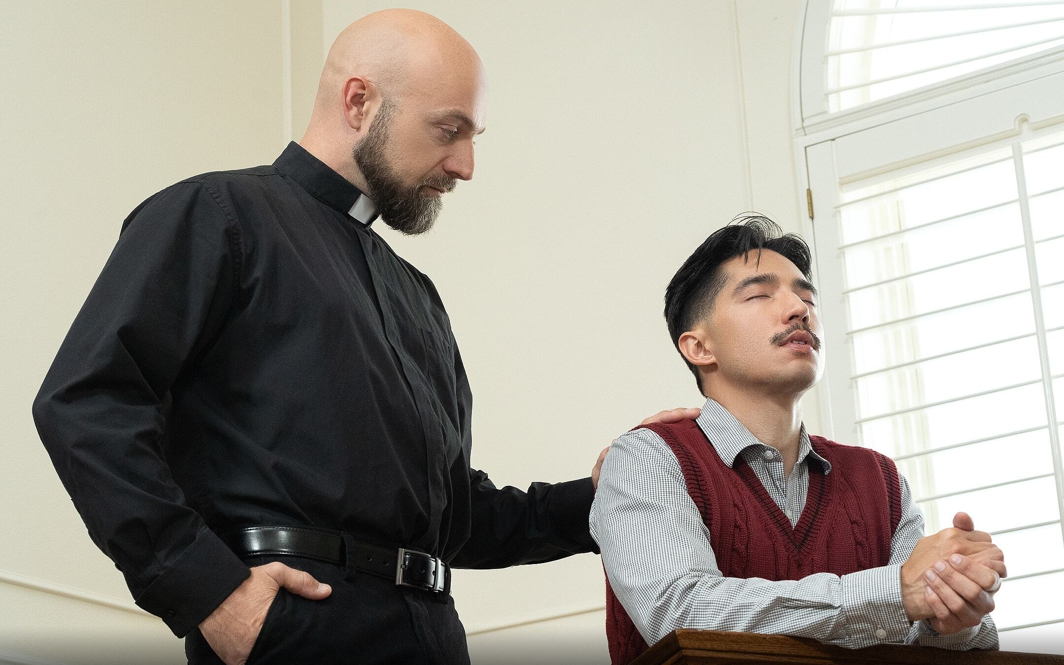 Getting sucked by this horny evil priest