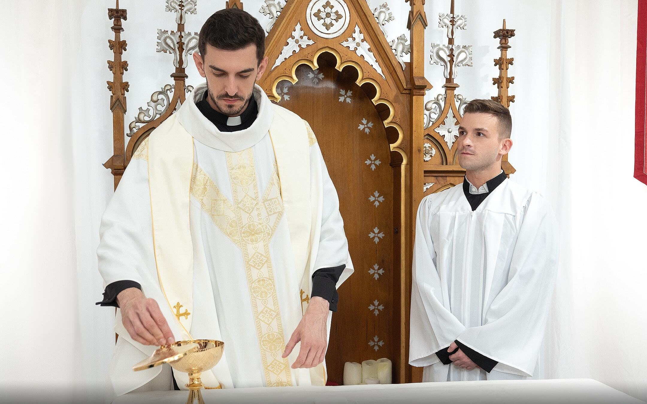 Nasty priest fucks the tight ass of Twink teen
