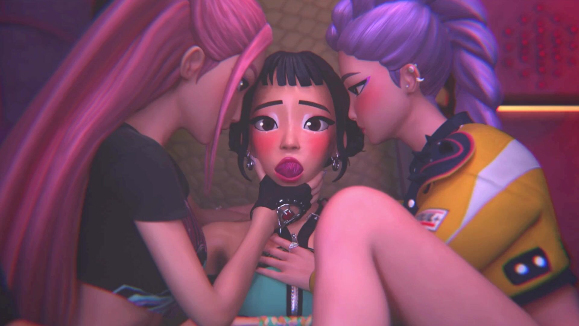 Total Domination Lesbian Femdom FFF Threesome (3D Animation)